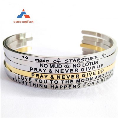 Gelang manset terukir stainless steel